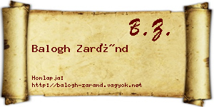 Balogh Zaránd névjegykártya